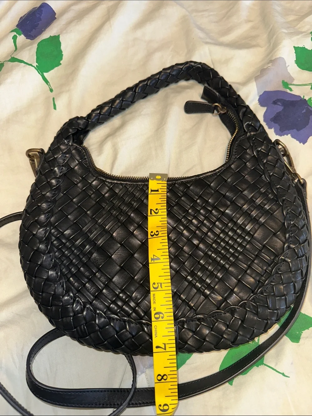 Black Woven Shoulder Bag with Braided Handle